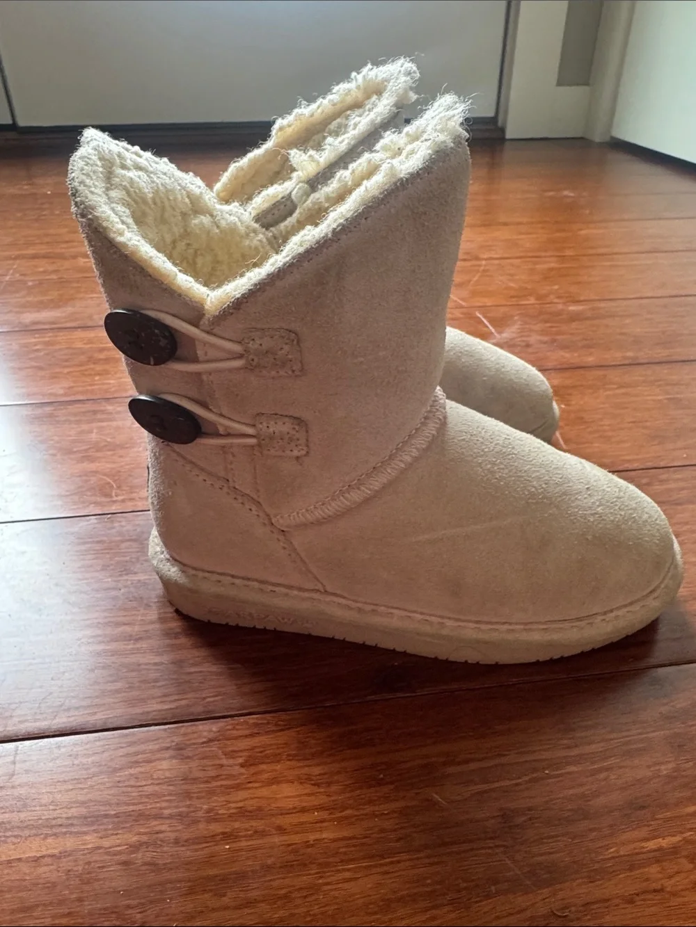 BearPaw Kids Light purple Shearling Button Boots